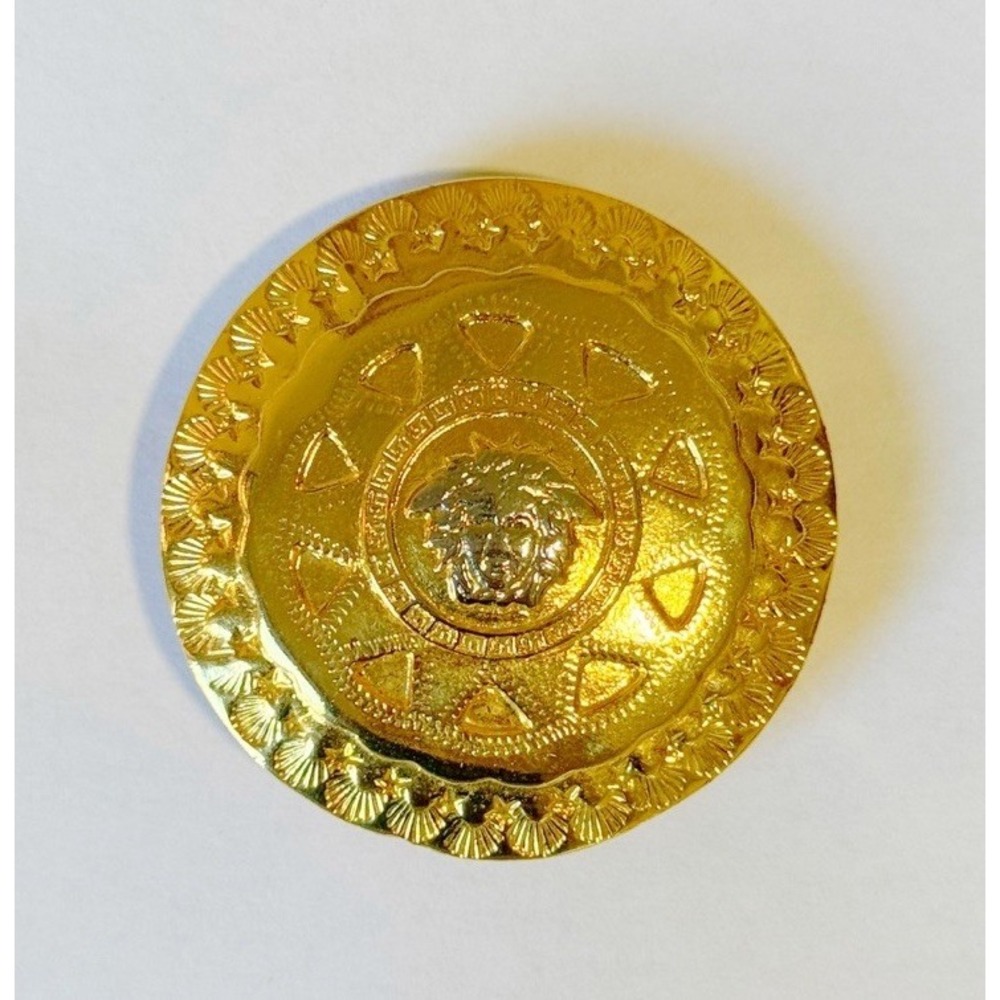 Gianni Versace Golden Plate Shield Shape Sea Shell Border Hair Clip - Picture 2 of 8